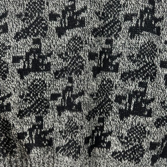 Vtg Crewneck Sweater Mens Large Grey Black Wool Blend Grandpa Biggie Cosby 90s - Picture 2 of 8